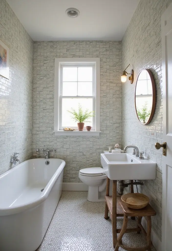 29 Bathroom Tiles Combination Ideas That Work Beautifully - 29. Vintage Tiles with Fresh Fixtures 1