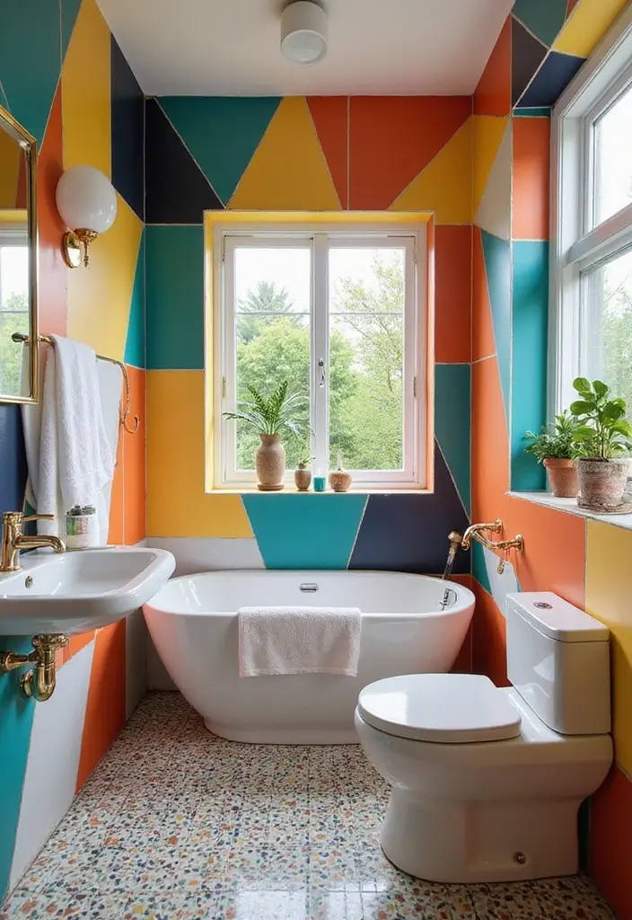 29 Bathroom Tiles Combination Ideas That Work Beautifully - 7. Geometric Patterns for a Modern Edge 1