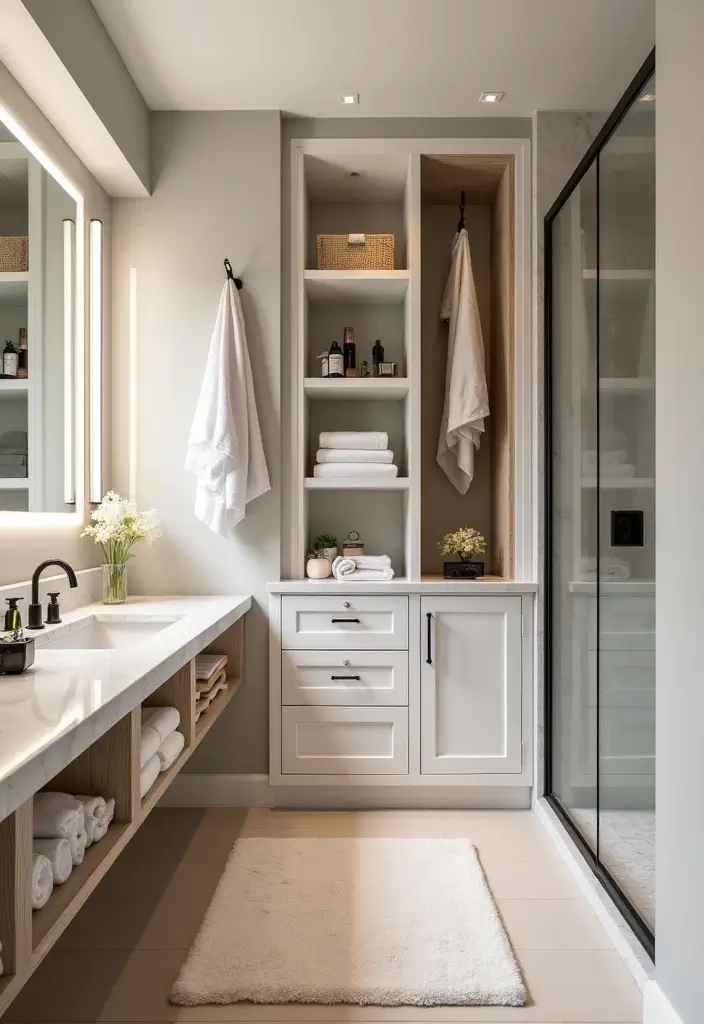 29 Ensuite Bathroom Ideas Master Bedrooms With Luxury Touch - 10. Integrated Storage Solutions 1