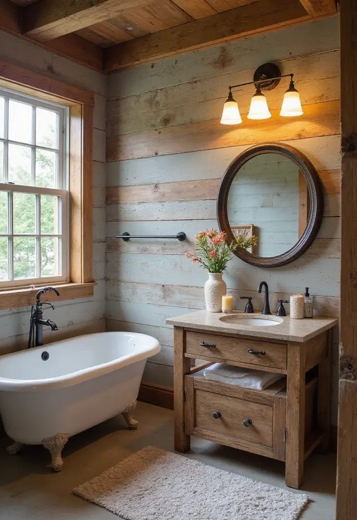29 Modern French Country Bathroom Ideas That Feel Romantic - 16. Distressed Finishes 1