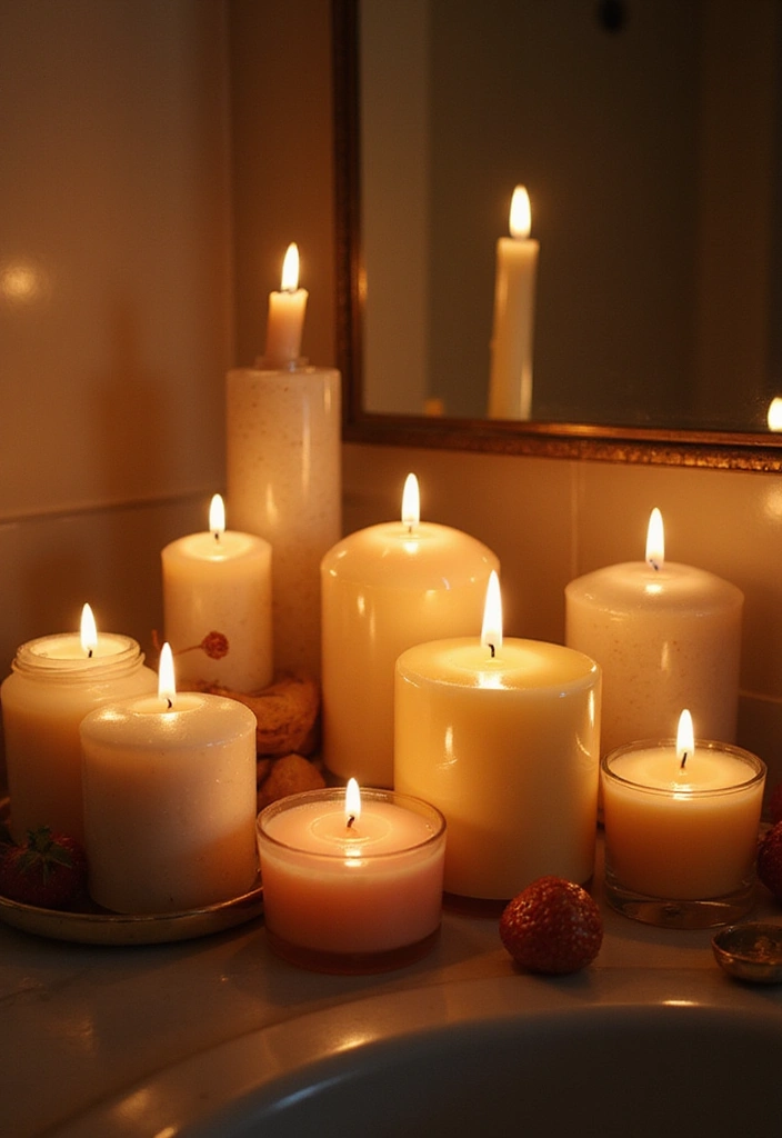29 Modern French Country Bathroom Ideas That Feel Romantic - 19. Charming Candles 1