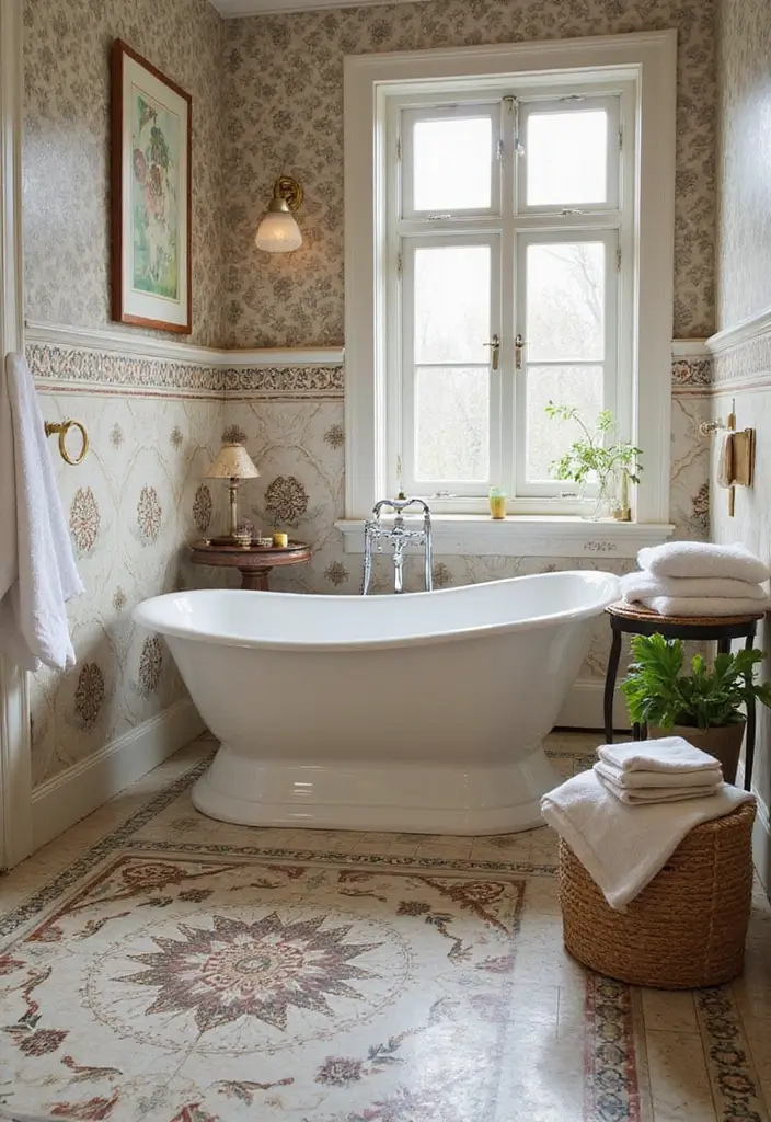 29 Modern French Country Bathroom Ideas That Feel Romantic - 27. Artistic Tile Designs 1