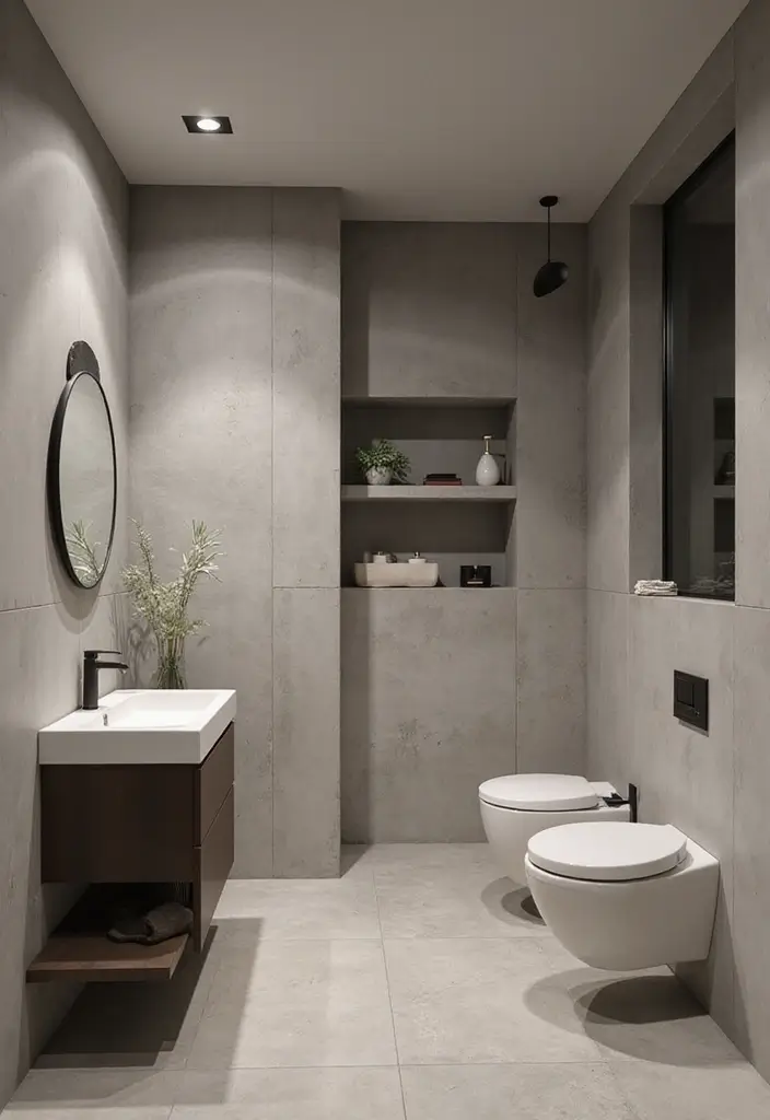 29 Modern Gray Bathroom Designs That Feel Sophisticated - 1. Sleek Concrete Walls 1