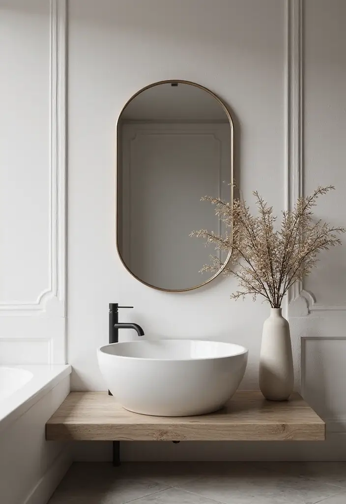 29 Modern Gray Bathroom Designs That Feel Sophisticated - 13. Statement Mirrors 1