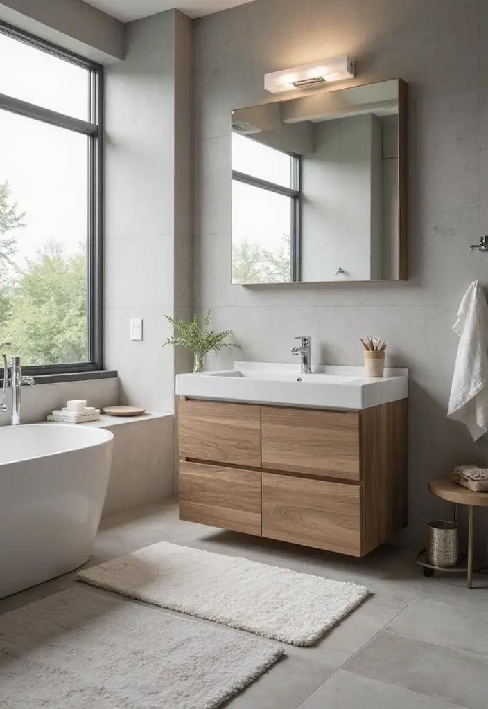 29 Modern Gray Bathroom Designs That Feel Sophisticated - 27. Dual Functionality 1