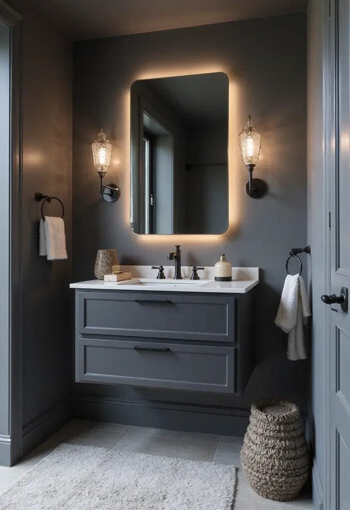 29 Modern Gray Bathroom Designs That Feel Sophisticated - 7. Bold Gray Accents 1