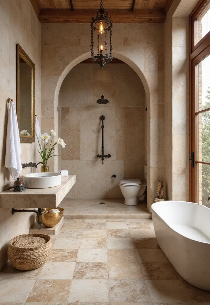 29 Moroccan Style Bathroom Designs Full Of Detail - 27. Natural Stone Elements 1