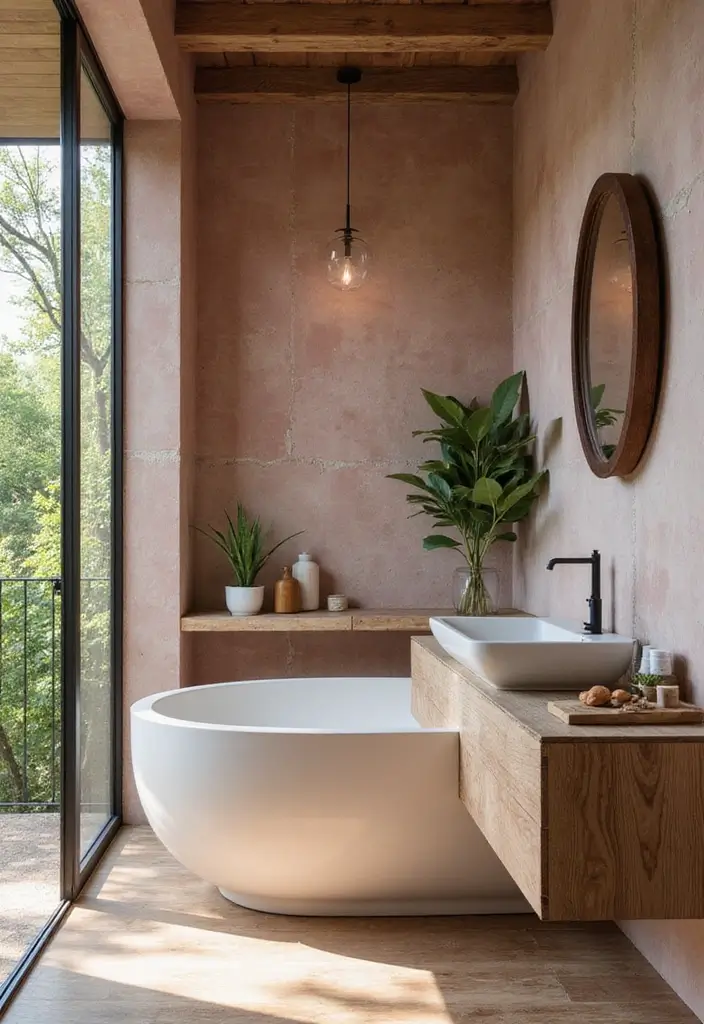 29 Pink And Green Bathroom Ideas That Look Trendy - 21. Inspired by Nature 1