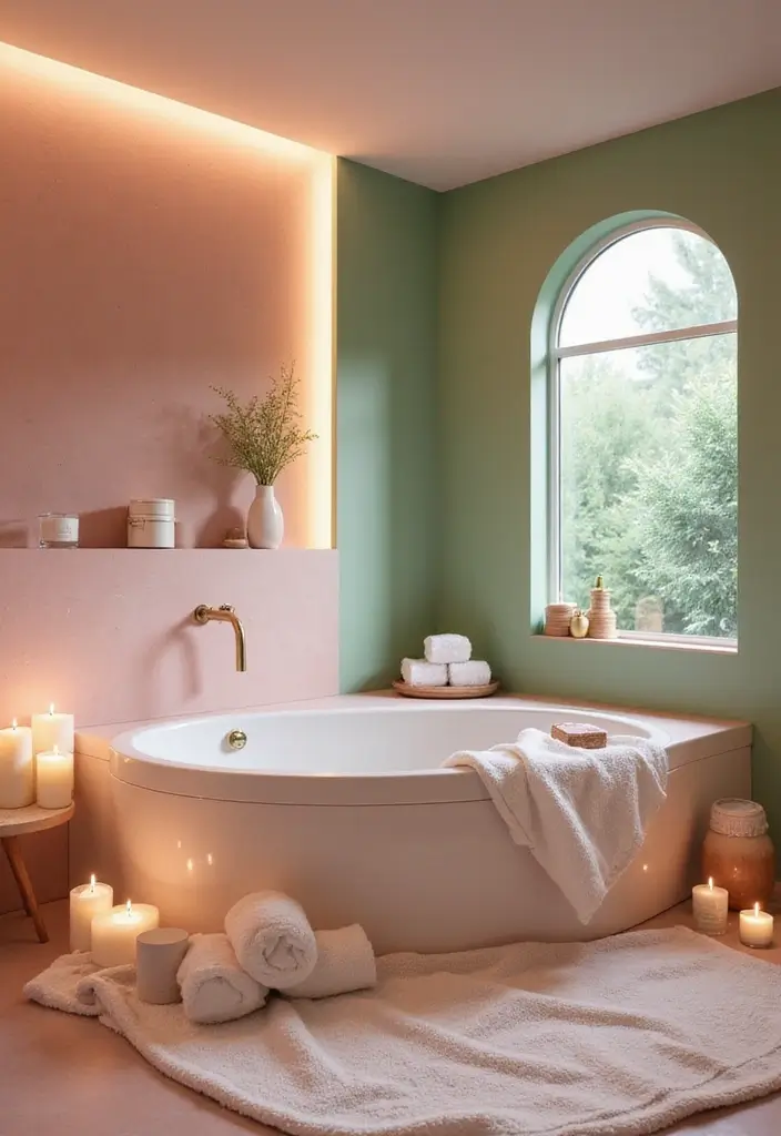 29 Pink And Green Bathroom Ideas That Look Trendy - 26. Spa-Like Atmosphere 1
