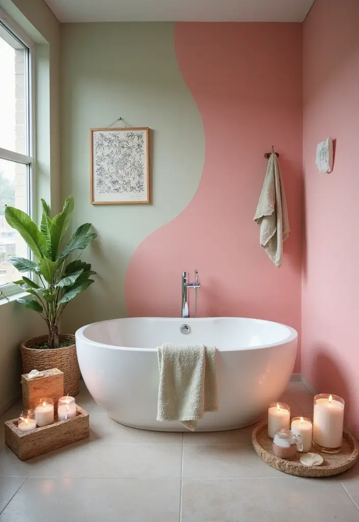 29 Pink And Green Bathroom Ideas That Look Trendy - 29. Personal Spa Corner 1