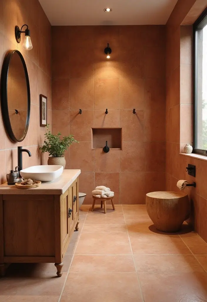 29 Sims 4 CC Bathroom Set Ideas For Builders - 28. Warm Earth Tones 1