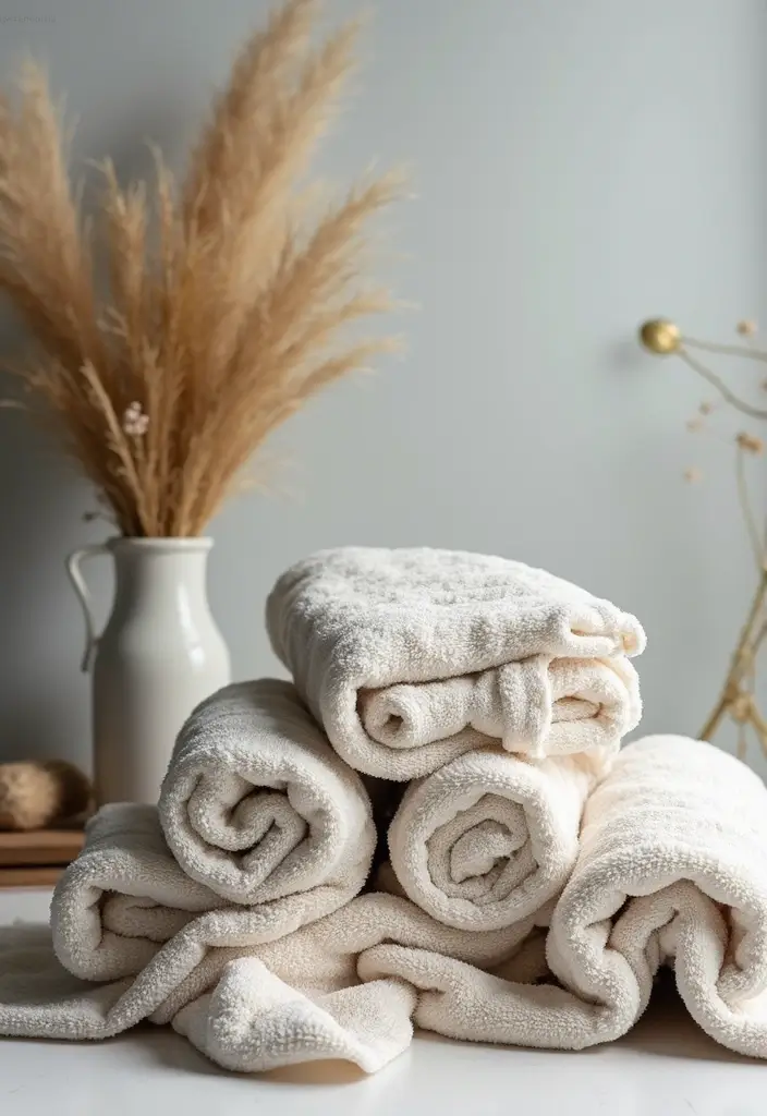 29 Towel Display In Bathroom Ideas That Look Boutique - 16. Artistic Arrangements 1