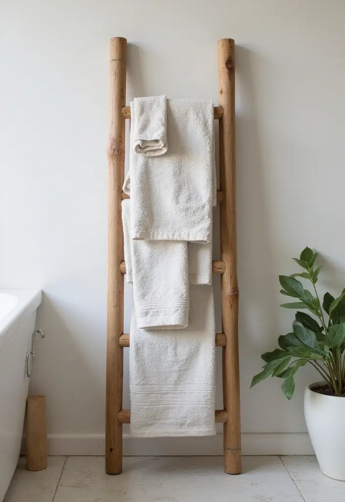 29 Towel Display In Bathroom Ideas That Look Boutique - 6. Towel Ladders 1