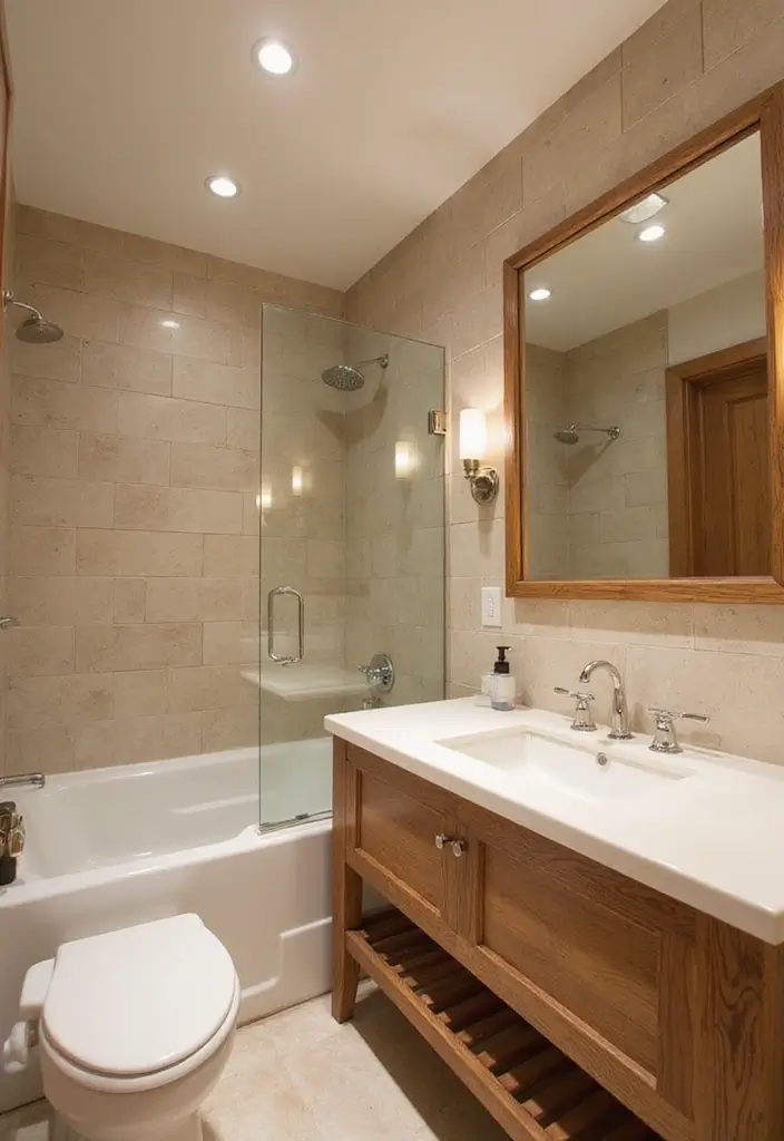 29 White And Wood Bathroom Ideas That Feel Warm - 28. Customized Wood Details 1