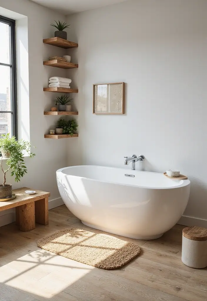 29 White And Wood Bathroom Ideas That Feel Warm - 29. Eco-Friendly Choices in White and Wood 1