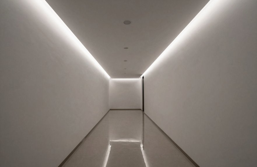 What Are the Different Types of Recessed Lighting? 2 continuous hallway downlight runs guide sight