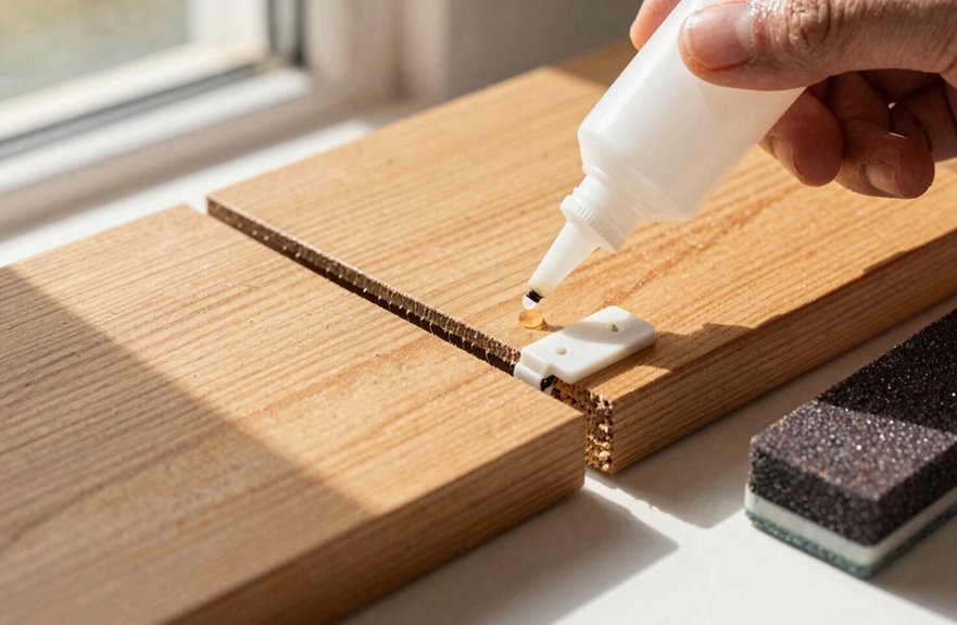 crack repair glue clamp sand