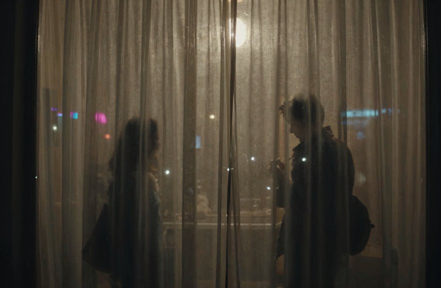 What You See Through Sheer Curtains at Night 2 daytime sheers nighttime exposure