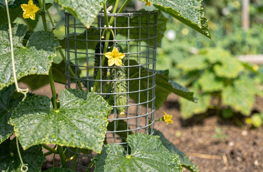 dual cage cucumber climbing solution