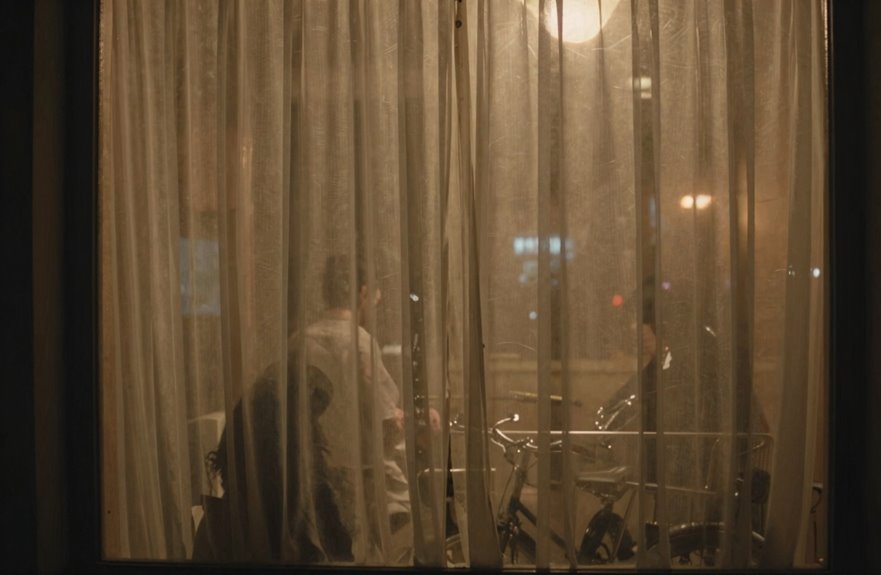 What You See Through Sheer Curtains at Night 5 exterior lighting alters sheer privacy
