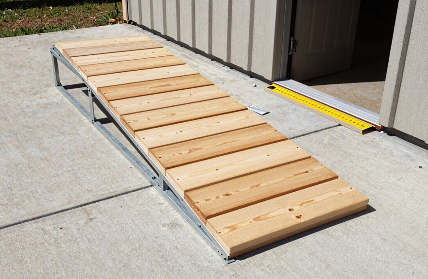 How to Build a Shed Ramp for a Riding Lawn Mower in 10 Steps 5 ledger board installed below door clearance