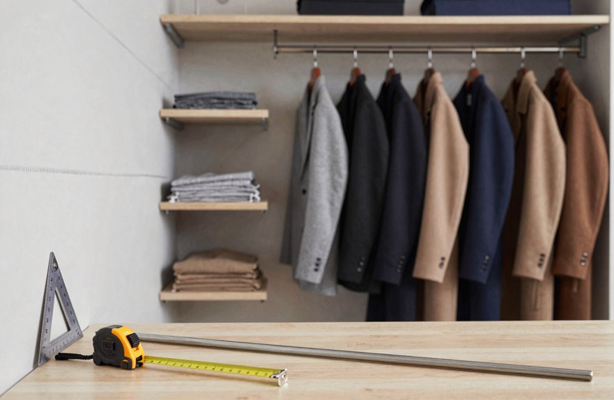 How to Set Standard Closet Shelving Heights 5 measure longest garment for rod placement