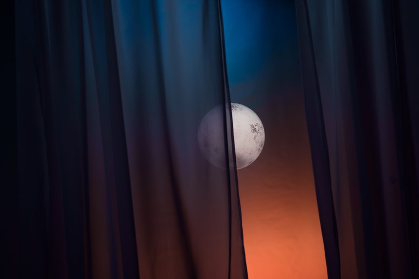 night silhouettes behind sheer curtains