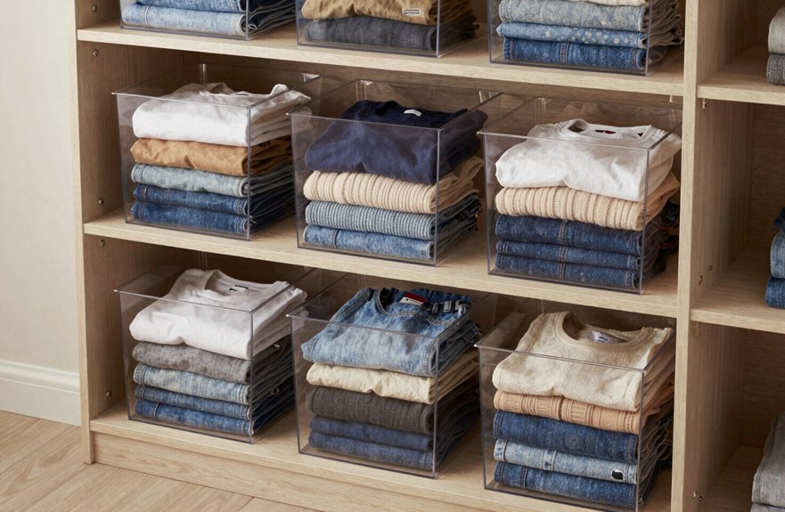 5 Ways to Store Clothes Without a Closet 3 open front bins organize wardrobe efficiently
