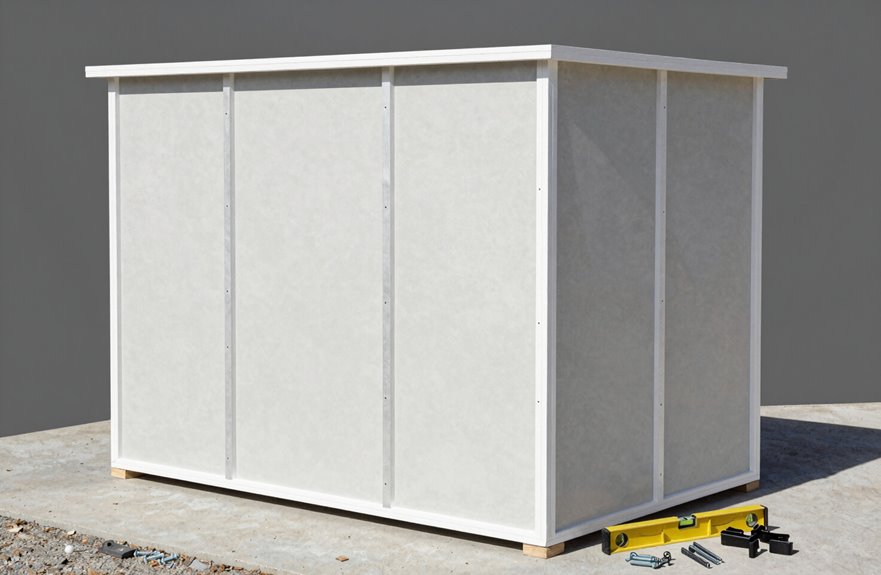 shed walls built flat squared
