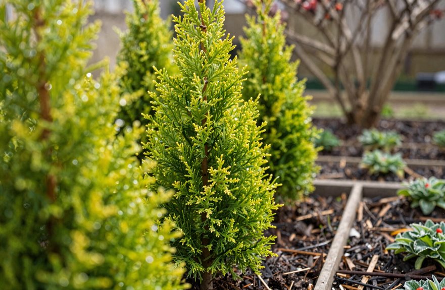 spring hedge planting with pre soak mulch deep watering