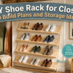 Different styles of DIY shoe racks for closet organization.