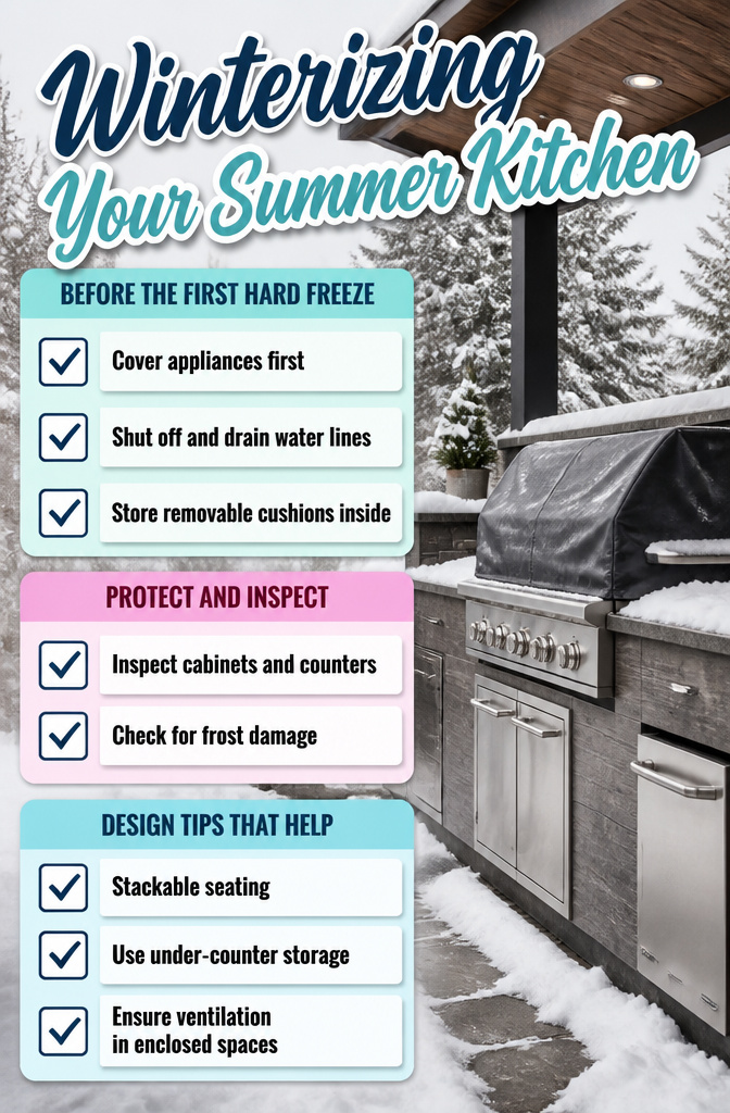 Image of winterizing tasks for summer kitchens.