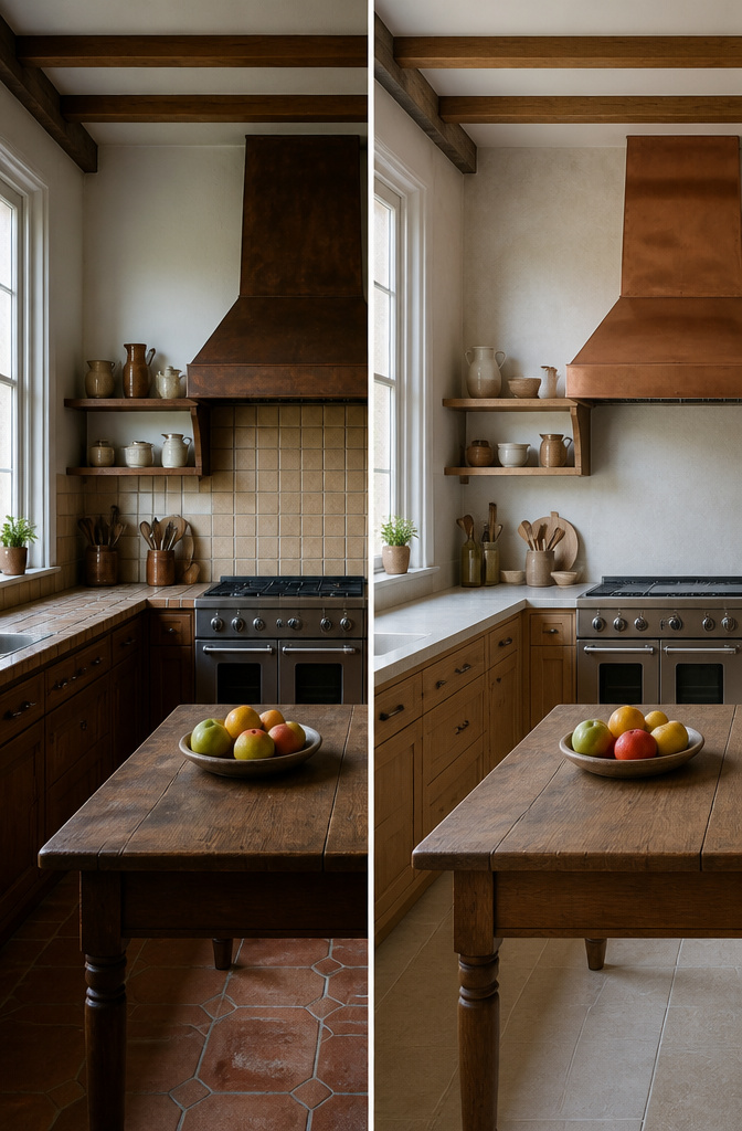20 Country Style Kitchen Ideas for a Cozy Farmhouse Feel 20 A modern induction range paired with rustic kitchen elements.