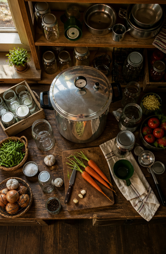 Canning Kitchen Ideas: Outdoor, Indoor and Seasonal Designs for Preserving 4 A 40-quart pressure canner designed for large canning batches.