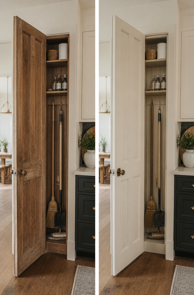 Close-up of knotty pine boards showcasing their texture and knots.