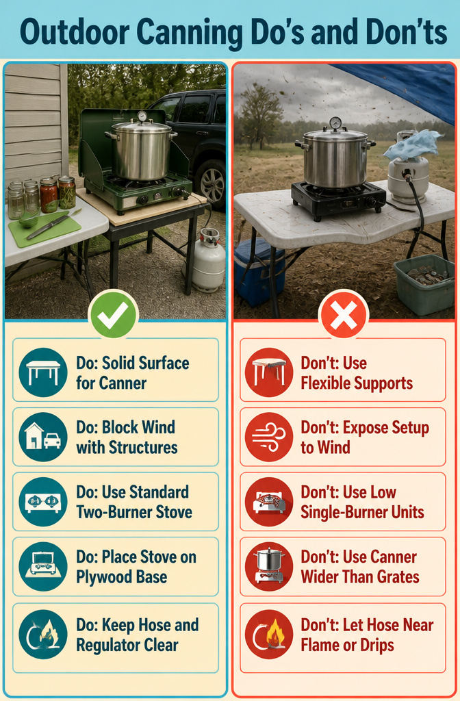 Canning Kitchen Ideas: Outdoor, Indoor and Seasonal Designs for Preserving 9 A folding table used for outdoor canning preparations.