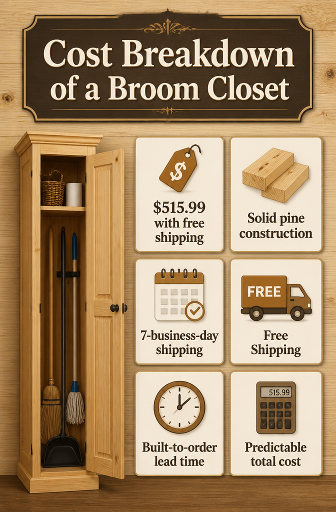Cost breakdown information for the American Pine Broom Closet.
